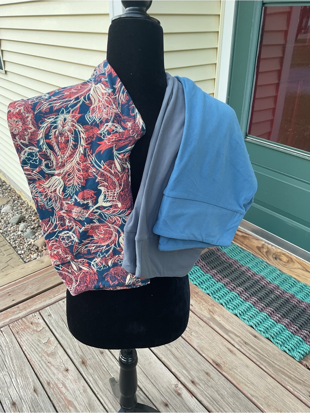 LuLaRoe Leggings & Solid Pants - Navy Floral, Blue, Gray set of 3